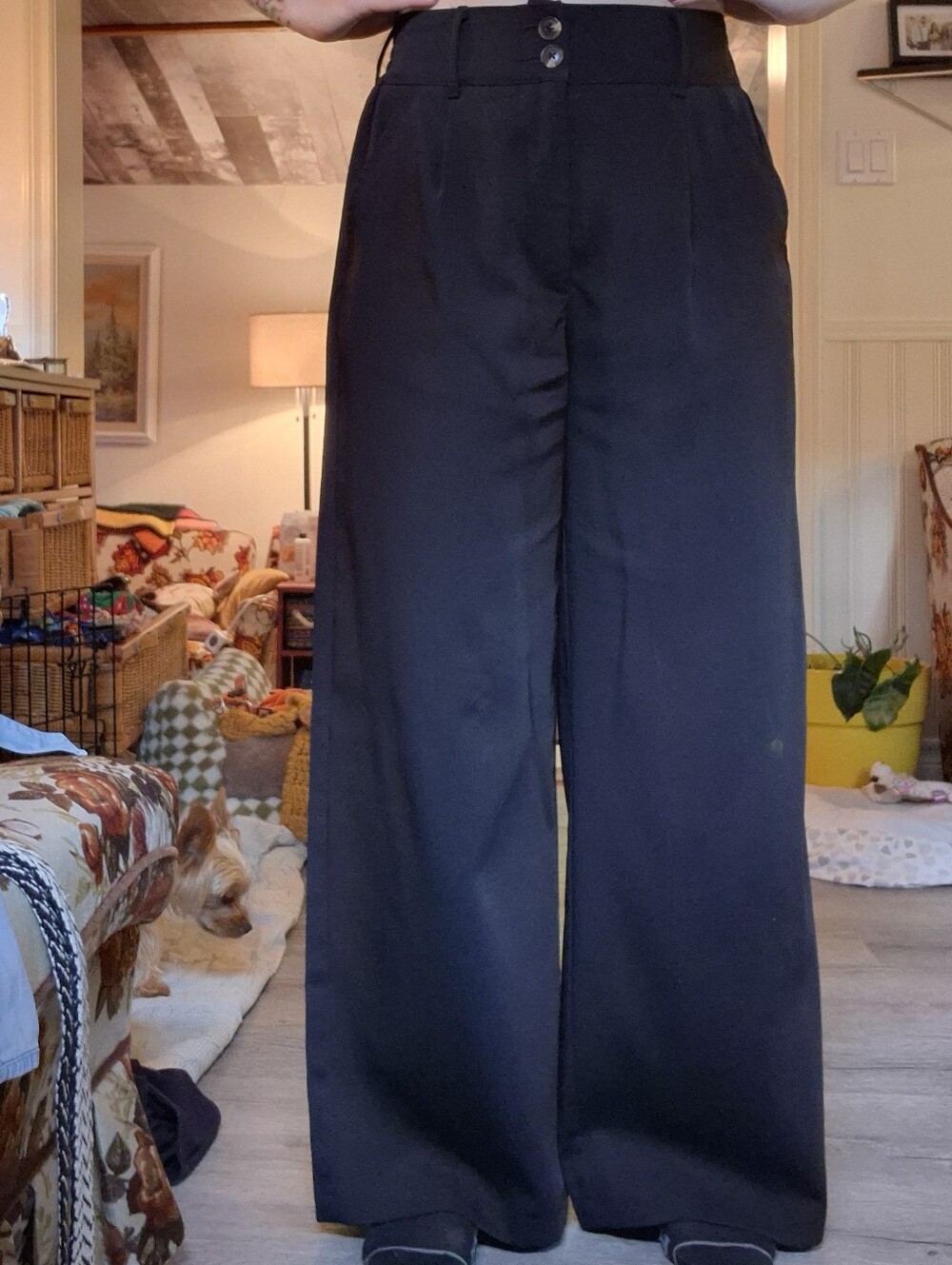 Eclipse Black Wide-Leg High-Rise Pants